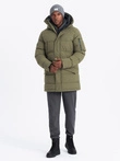 Outdoorová dlouhá pánská bunda parka - olivová V4 OM-JALJ-0201