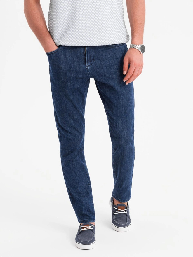 Klasické pánske džínsy SLIM FIT s elastanom - tmavomodré V3 OM-PADP-0216
