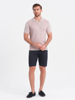 Men's structured knit shorts with chino pockets - navy blue V1 OM-SRCS-0128
