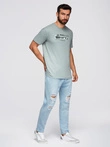 Men's CARROT FIT denim pants with rubbing - light blue V1 OM-PADP-0250