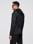 Men's blazer with detachable underlining and hood - black V1 OM-BLZB-0126