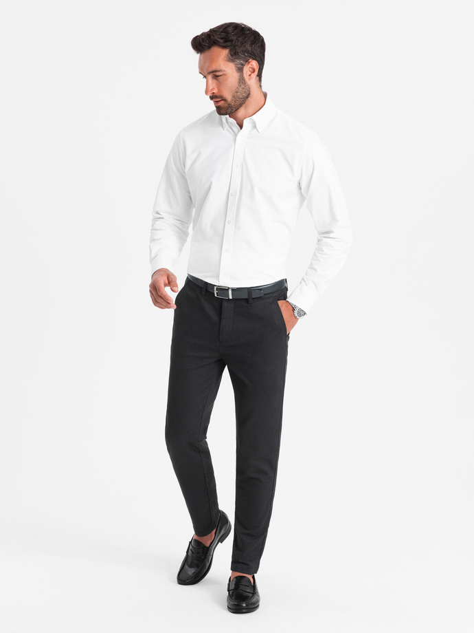 Men's classic chino pants with fine texture - black V5 OM-PACP-0188