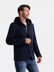 Men's blazer with detachable underlining and hood - navy blue V2 OM-BLZB-0126