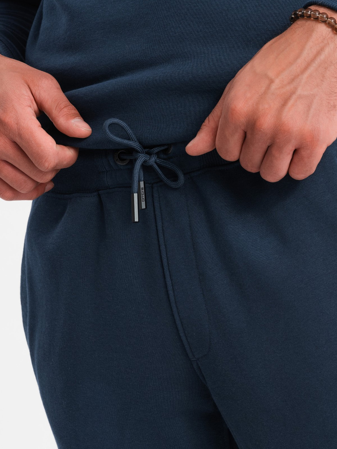 BASIC men's cotton sweatshirt set unbuttoned sweatshirt + joggers - navy blue V1 Z84