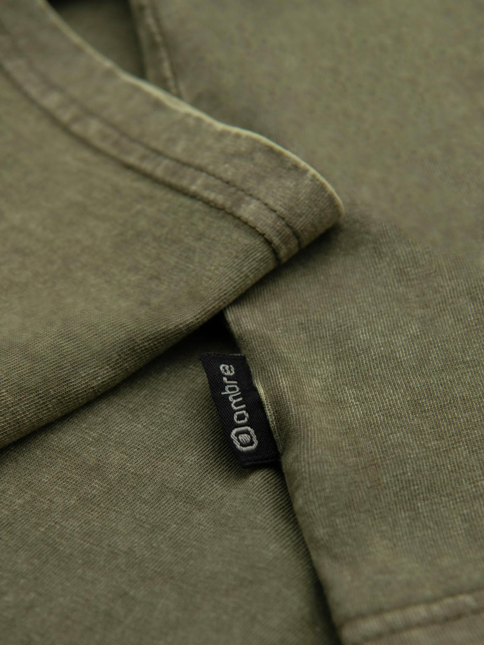 Tricou pentru bărbați cu efect de spălare - olive V4 OM-TSWT-0116