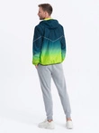 Men's sports jacket with reflectors - turquoise and lime green V1 OM-JANP-0105
