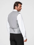Fitted men's vest with rayon and marbled buttons - grey V3 OM-BLZV-0112