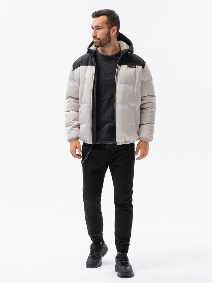 Men's winter quilted jacket - grey C458