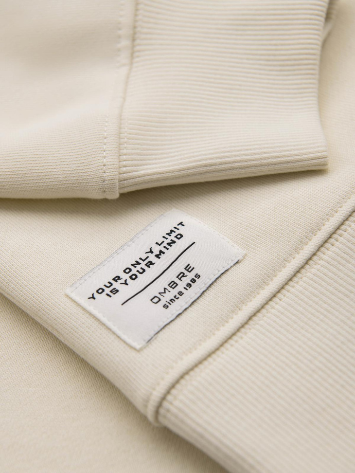 Tricou BASIC pentru bărbați cu decolteu rotund - crem V11 OM-SSBN-0175