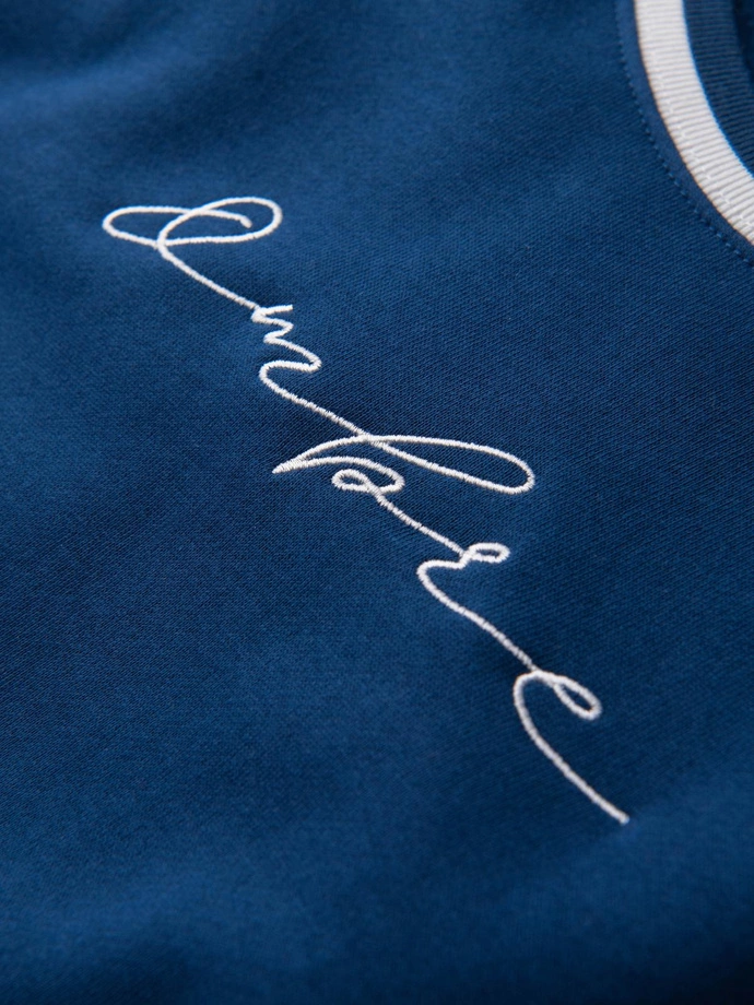 Men's raglan sleeve sweatshirt with contrasting details - dark blue V1 OM-SSNZ-0244