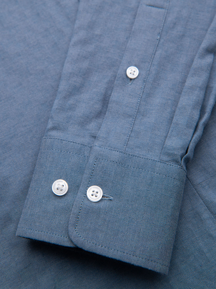 Men's SLIM FIT shirt in decorative fabric with pocket - blue OM-SHCS-0174