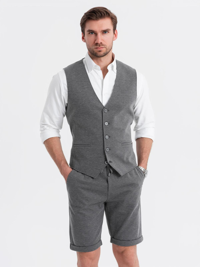 Elegant men's set suit vest + shorts - graphite V3 Z112