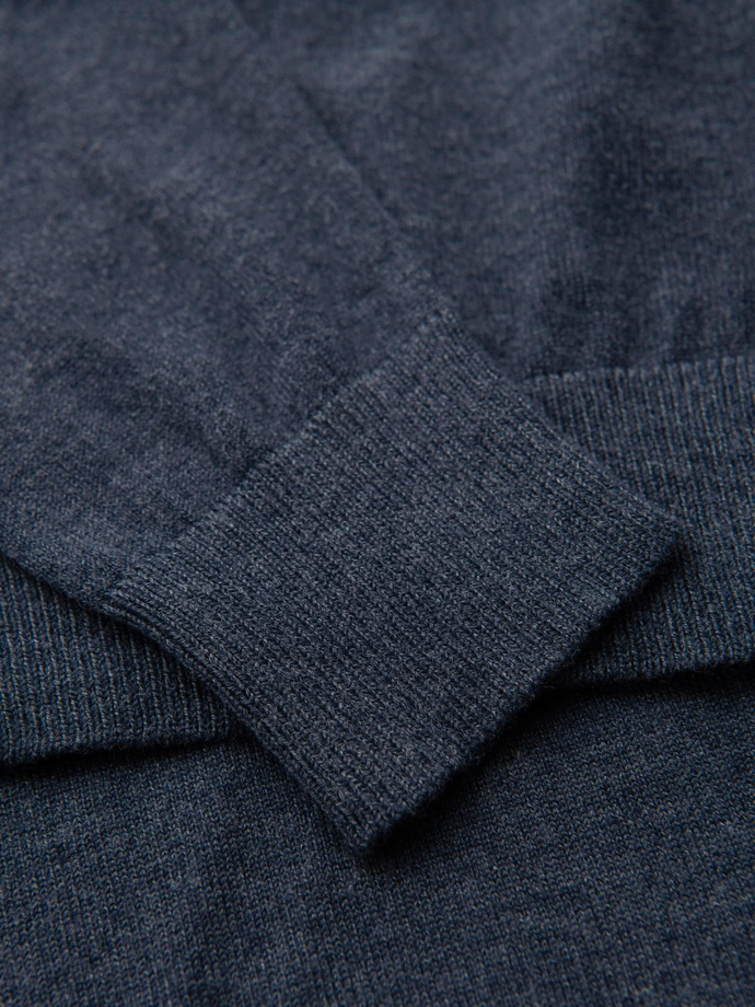 BASIC men's viscose classic sweater with round neckline - navy blue melange V16 OM-SWBS-0106