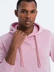 Pánská mikina s potiskem a kapucí - růžová 1351B