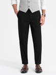 Pánské chino kalhoty REGULAR FIT s elastickým pasem - černé V4 OM-PACP-0157