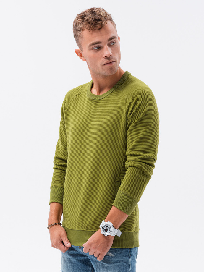 Men's hoodless sweatshirt - olive V6 B1156