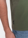Tricou clasic din bumbac pentru bărbați BASIC - kaki V6 OM-TSBS-0146