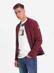 Men's BIKER jacket in structured fabric - maroon V2 OM-JANP-0138