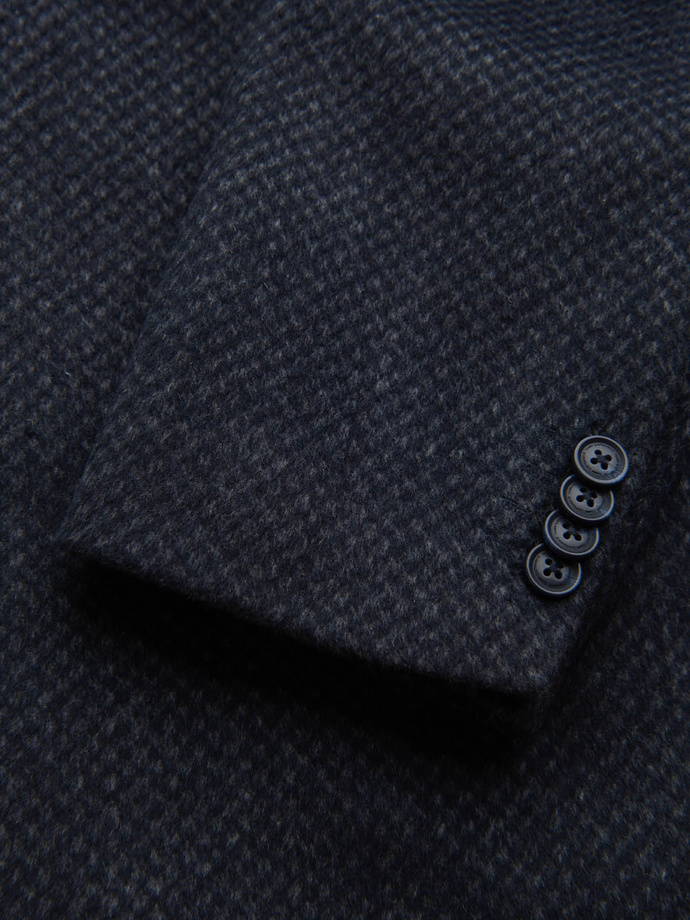 Unzipped men's wool coat - navy blue V1 OM-COWC-0121