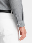 Pánska košeľa REGULAR FIT s vreckom - sivá melanž V3 OM-SHCS-0148