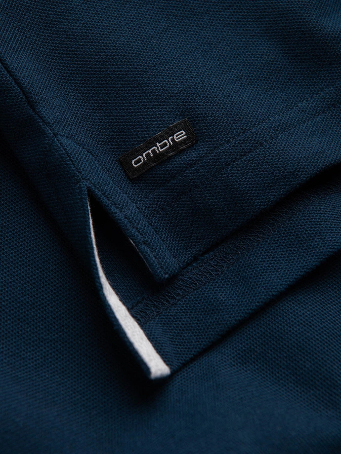 Pánská polokošile bez límečku - tmavě modrá V4 OM-TSCT-0156