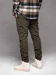 Men's jogger pants with cargo pockets and print - dark olive green V5 OM-PAJO-0200