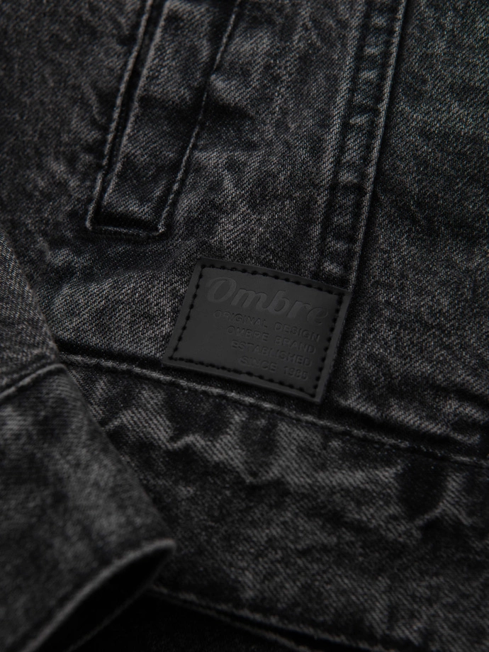 Jachetă denim pentru bărbați katana cu washem - negru V3 OM-JADJ-0219