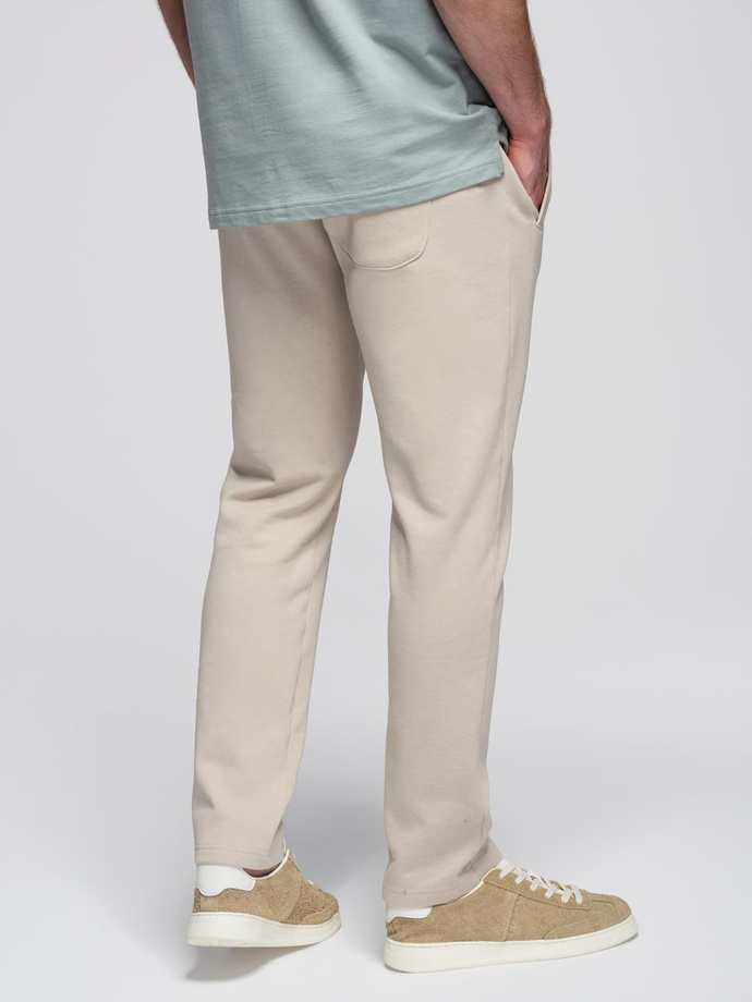 Men's sweatpants with unlined leg - light beige V1 OM-PABS-0206