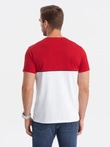 Men's two-tone cotton T-shirt - red and white V6 S1619