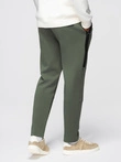 Men's sweatpants with straight leg and rubber details - dark olive green V4 OM-PASK-0281