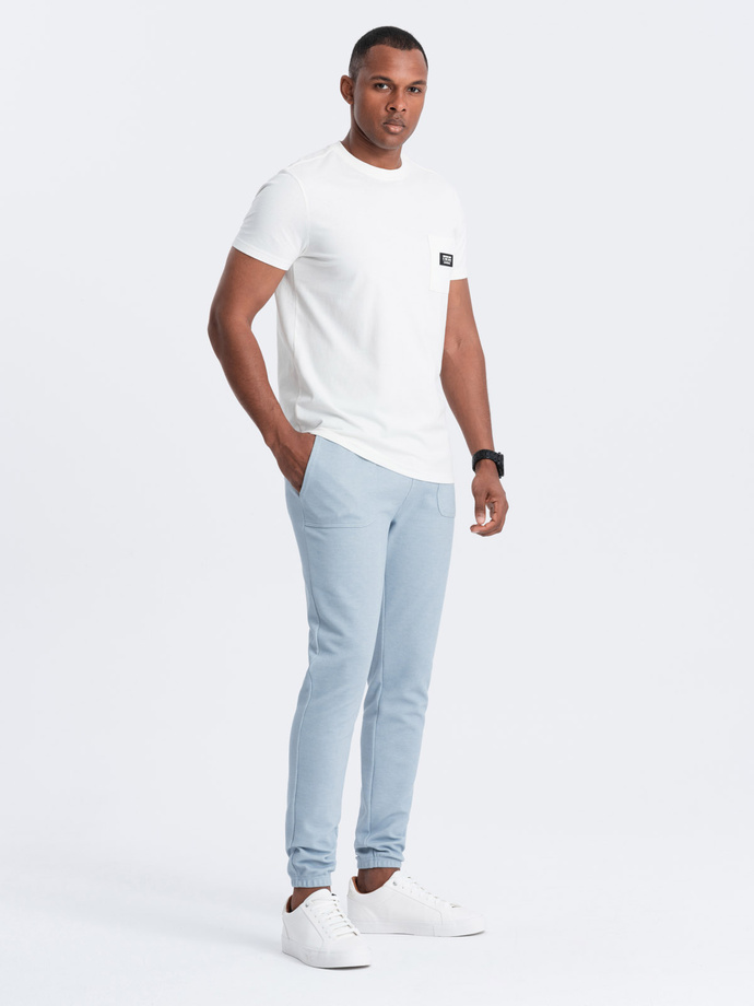 Pantaloni de trening bărbătești din tricot structurat - albastru deschis V4 OM-PASK-0211