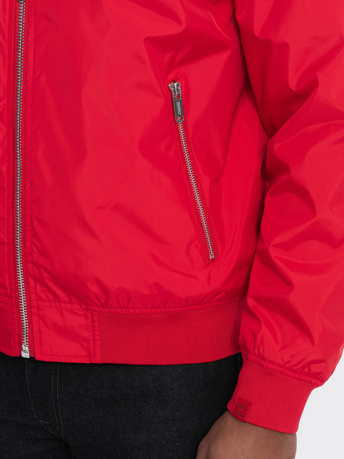 Men's bomber jacket seamed - red V14 OM-JANP-0115