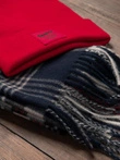 Gift set for him in casual style - red beanie hat + checkered scarf - Z94 