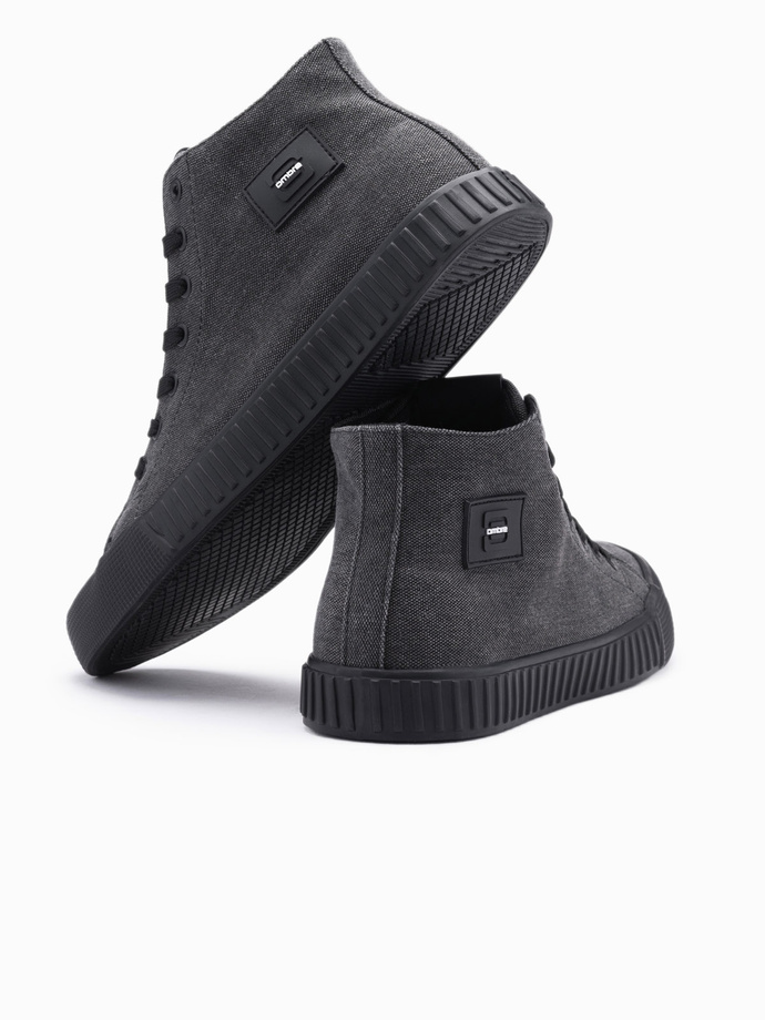 Men's high top canvas sneakers shoes - black V1 OM-FOTH-0186