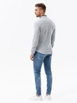 Cămașă bărbătească din bumbac SLIM FIT cu guler și dungi colorate - gri V5 OM-SHCS-0178
