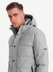 Men's lightweight jacket with mesh lining and hood - grey V3 OM-JAHP-0203