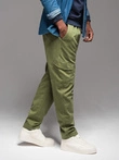 Men's knit joggers with cargo pockets - olive V3 OM-PAJO-0199