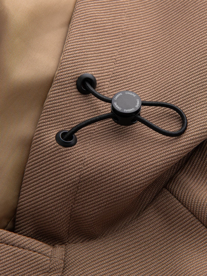 Men's hooded coat in fine stripe - coffee V1 OM-COSC-0112