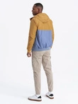 Lightweight colorful men's sports jacket with fleece - blue-mustard V8 OM-JANP-0194