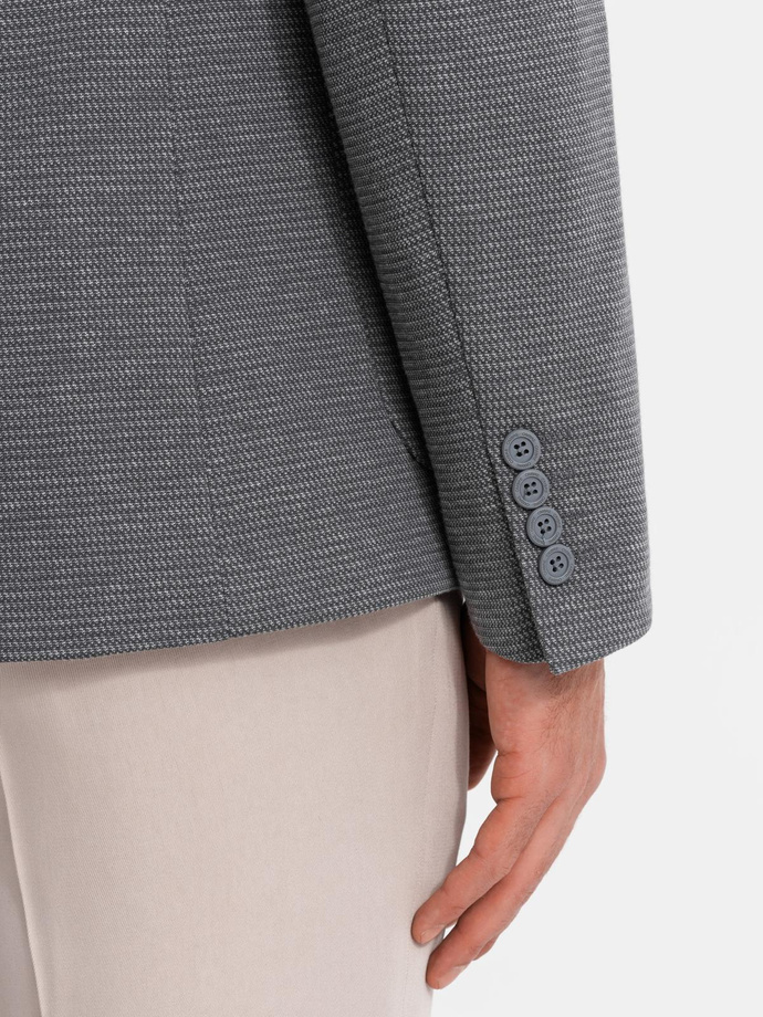 Blazer elegant pentru bărbați din tricot structurat - grafit V3 OM-BLZB-0129