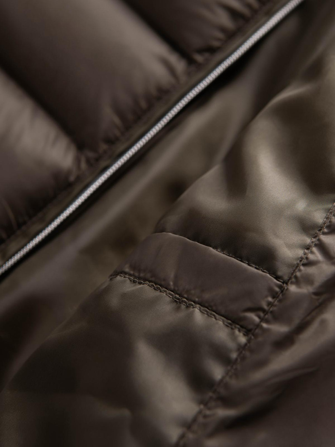 Classic quilted men's jacket with stand-up collar - olive V3 OM-JALP-0261