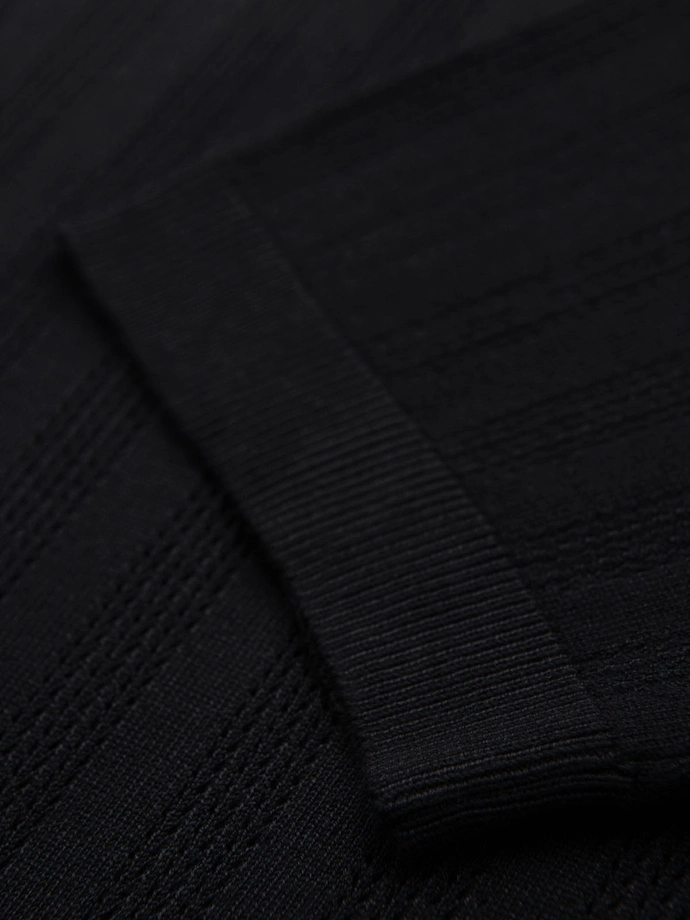 Men's openwork sweater with round neckline and short sleeves - black V2 OM-TSCT-0251