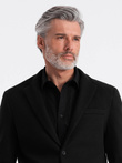 Men's casual blazer with decorative buttons on cuffs - black V3 OM-BLZB-0118