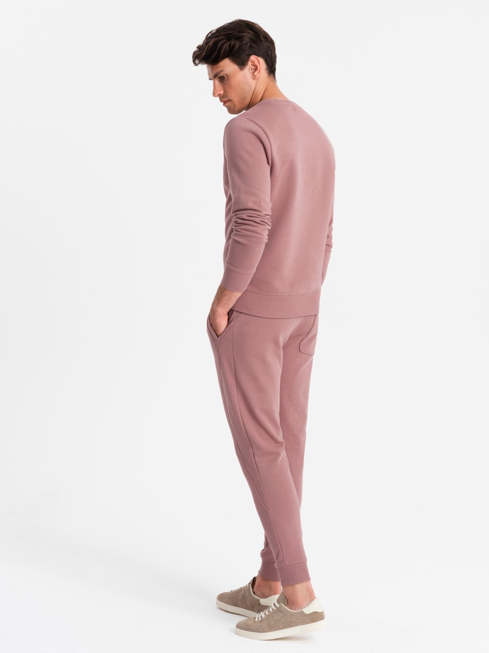 Set hanorac din bumbac pentru bărbați BASIC Hanorac BASIC + joggers - roz închis V4 Z84