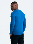 Elegant men's sweater with a v-neck - blue V19 OM-SWBS-0107