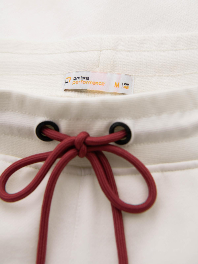 Men's sport jogger pants with stripes - cream V2 OM-PASK-0284