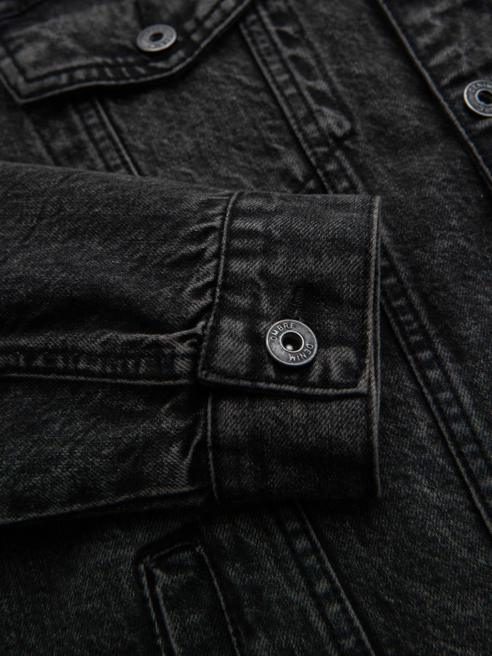 Jachetă denim pentru bărbați katana cu washem - negru V3 OM-JADJ-0219