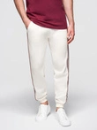 Men's sport jogger pants with stripes - cream V2 OM-PASK-0284