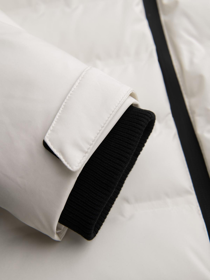 Pánská zimní bunda s odepínací kapucí - krémová V2 OM-JAHP-0150