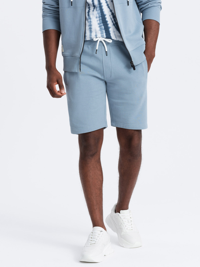 Men's sweatshirt set unbuttoned sweatshirt + shorts - blue V7 Z76